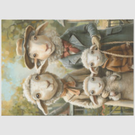 Decoupage grillige schapen familie met tweeling tissuepapier