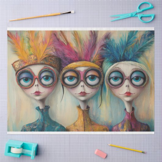 Decoupage grillige school bibliothecarissen tissuepapier (Craft)