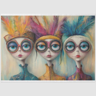 Decoupage grillige school bibliothecarissen tissuepapier