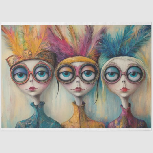 Decoupage grillige school bibliothecarissen tissuepapier (Voorkant)