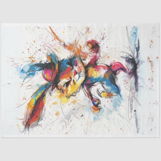 Decoupage grillige splash schilderij konijn tissuepapier (Voorkant)