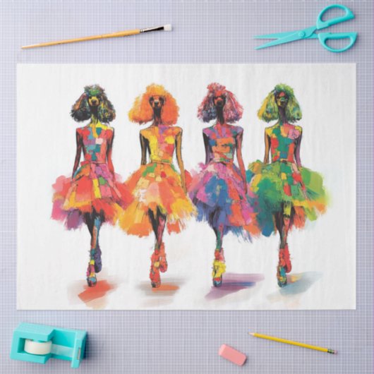 Decoupage grillige standaard poedels Mode Show Tissuepapier (Craft)