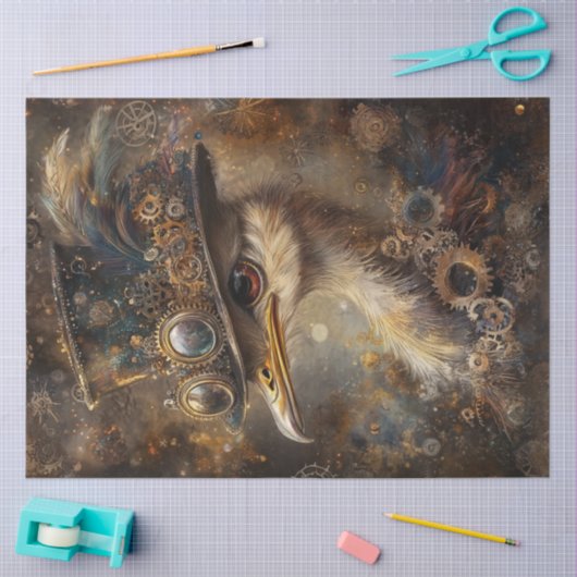 Decoupage grillige steampunk struisvogel top hoed tissuepapier (Craft)