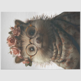 Decoupage grillige stekelvarken dame helemaal verk tissuepapier