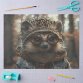 Decoupage grillige stekelvarken met een bril tissuepapier (Craft)