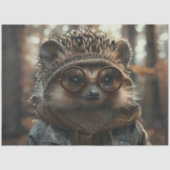 Decoupage grillige stekelvarken met een bril tissuepapier (Voorkant)