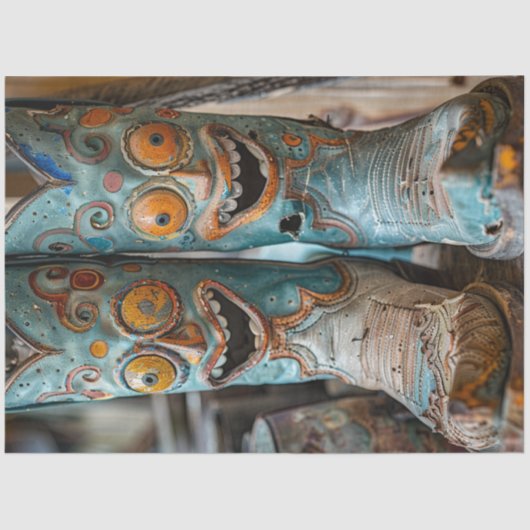 Decoupage grillige Stoned Comical Face Boots Tissuepapier (Voorkant)