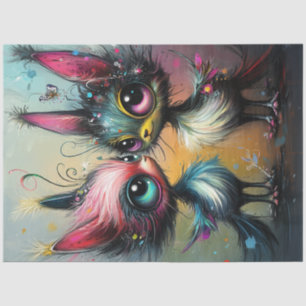 Decoupage grillige styling katten levendig gekleur tissuepapier