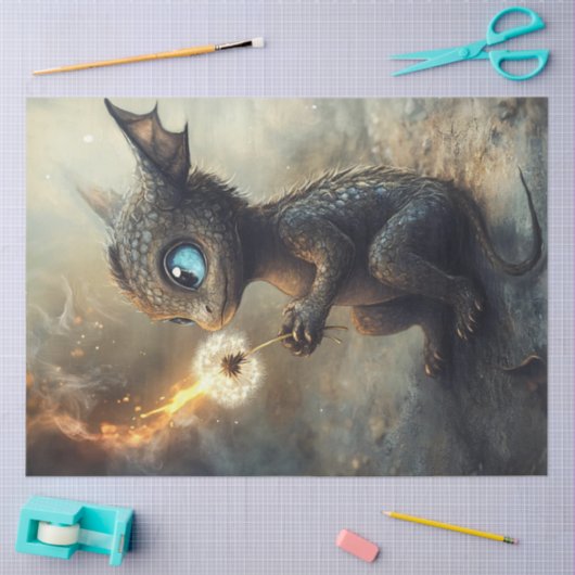 Decoupage grillige Tiny Dragon Creature Pandelion Tissuepapier (Craft)