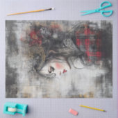 Decoupage grillige Valentijn Portret van Lady Tissuepapier (Craft)