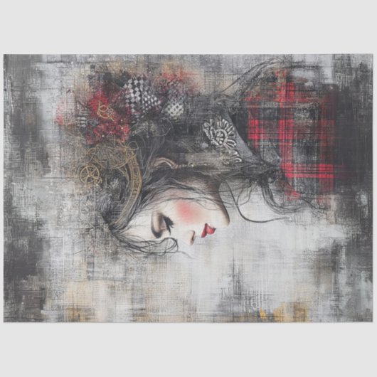 Decoupage grillige Valentijn Portret van Lady Tissuepapier (Voorkant)