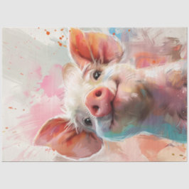 Decoupage grillige varken in een bloemenwonderland tissuepapier