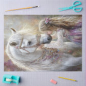 Decoupage grillige versierde paard en kind tissuepapier (Craft)