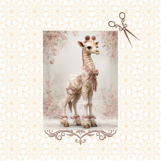 Decoupage grillige Victoriaans Giraffe kant bijges Tissuepapier