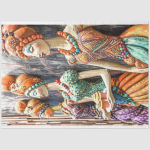 Decoupage grillige vrouw art deco tissuepapier