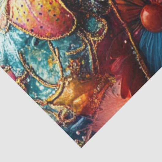 Decoupage grillige vrouw circus kostuum ontwerp tissuepapier (Detail)