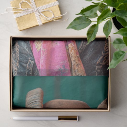 Decoupage grillige Western geklede geit Tissuepapier (Geschenk)