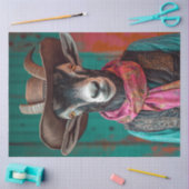 Decoupage grillige Western geklede geit Tissuepapier (Craft)