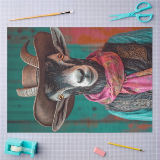 Decoupage grillige Western geklede geit Tissuepapier (Craft)