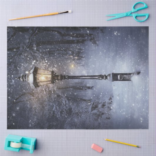 Decoupage grillige Winter Scene Street Lamp Tissuepapier (Craft)