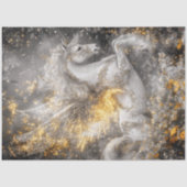 Decoupage grillige witte eenhoorn gouden patronen tissuepapier (Voorkant)