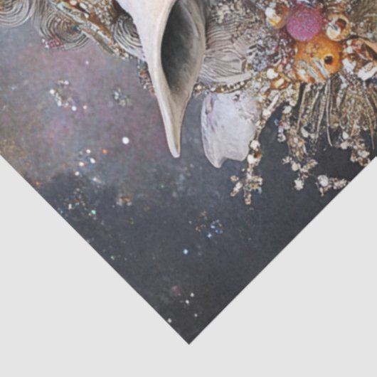 Decoupage grillige witte paard versierd edelstenen tissuepapier (Detail)