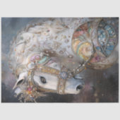 Decoupage grillige witte paard versierd edelstenen tissuepapier (Voorkant)