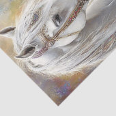 Decoupage grillige witte paard versierd & meisje tissuepapier (Detail)