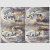 Decoupage grillige witte paard versierd & meisje tissuepapier (Voorkant)