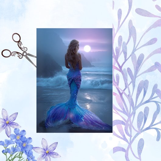 Decoupage grillige zeemeermin mystieke scene oceaa tissuepapier