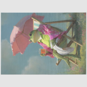 Decoupage grillige zomer kikker op warme dag tissuepapier
