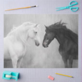 Decoupage grillige zwart witte paarden interactie tissuepapier (Craft)
