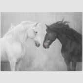 Decoupage grillige zwart witte paarden interactie tissuepapier (Voorkant)