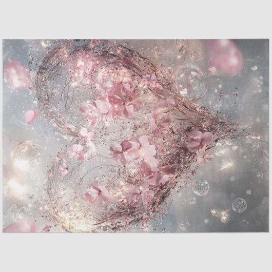 Decoupage grillige zwevende Valentijn hart Tissuepapier (Voorkant)