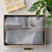 Decoupage Grumpy White Fury Cat Tissuepapier (Geschenk)