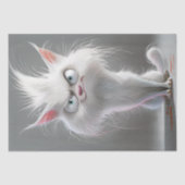 Decoupage Grumpy White Fury Cat Tissuepapier (Voorkant)