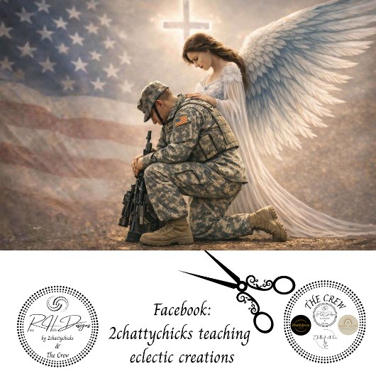 Decoupage Guardian Angel of American Soldier Tissuepapier
