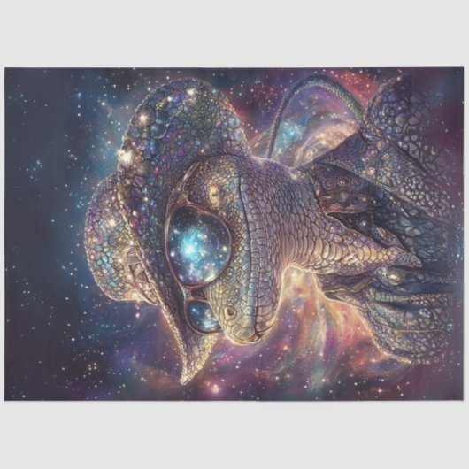 Decoupage Hagedis Kosmische Patronen Stardust Tissuepapier (Voorkant)