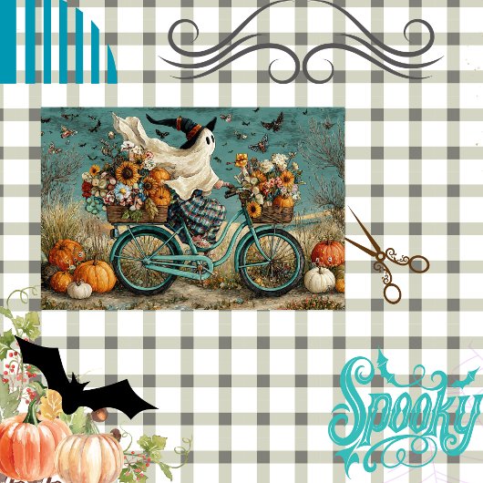 Decoupage Halloween Ghost Grace Rijden Fiets Tissuepapier