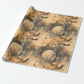 Decoupage Halloween Herfst Vleermuis Maan Cadeaupapier (Uitgerold)