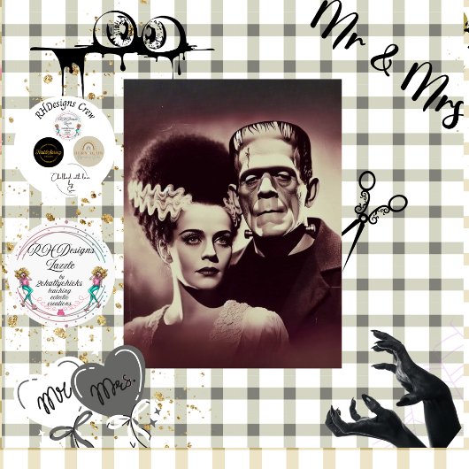 Decoupage Halloween Mr. & Mrs. Bolt Horror Duo Tissuepapier