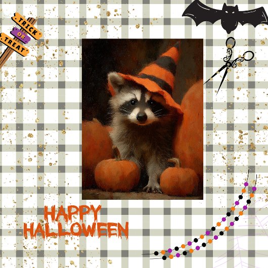 Decoupage Halloween Pumpkin Patch Racoon Spellcast Tissuepapier