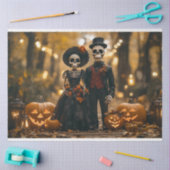 Decoupage Halloween Skeleton Paar Landschap Tissuepapier (Craft)