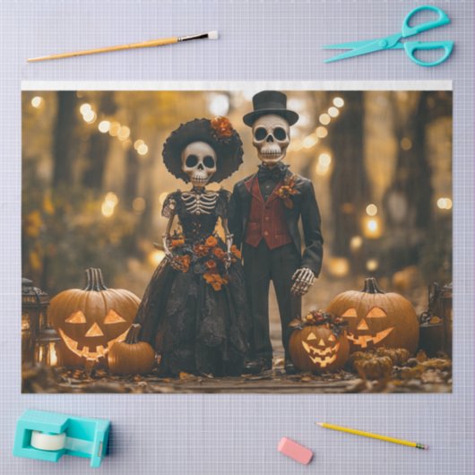 Decoupage Halloween Skeleton Paar Tissuepapier (Craft)
