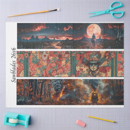 Decoupage Handsaw 26x6" Western Designs Tissuepapier (Craft)