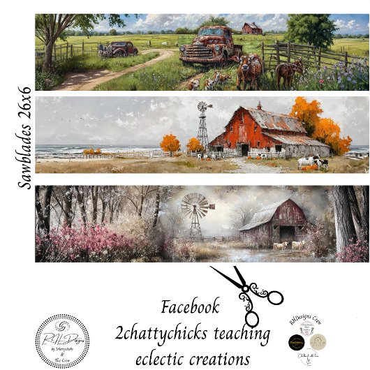 Decoupage Handsaw Rustic Barn, Vintage Truck Tissuepapier