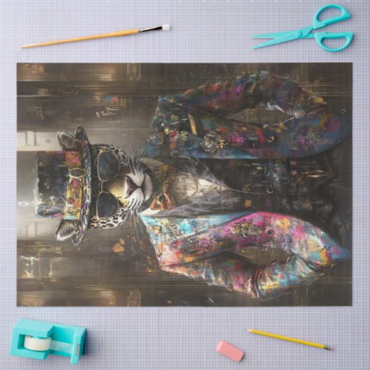 Decoupage Handsome Leopard Mode Show Tissuepapier (Craft)