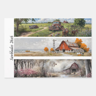 Decoupage Handzaag Ontwerp, Koe, Vrachtwagen, Zonn Inpakpapier Vel