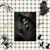 Decoupage Haunting Witch & Her Cat Brewing Tissuepapier