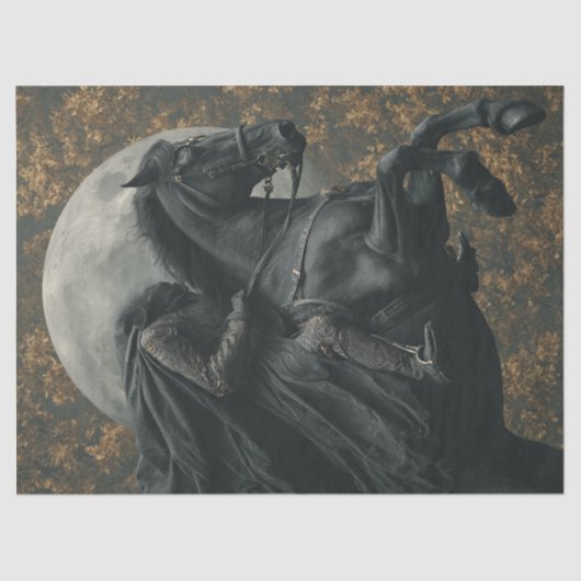 Decoupage Headless Horseman in Moonlit Sky Tissuepapier (Voorkant)